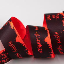 Load image into Gallery viewer, Full Roll Ribbon: Happy Halloween: 20m x 25mm: Orange