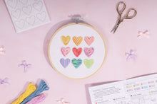 Load image into Gallery viewer, Embroidery Kit with Hoop: Ombre Hearts