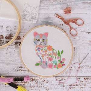 Embroidery Kit with Hoop: Cat