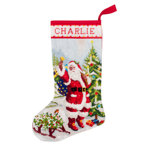 Half Stitch Tapestry Kit Stocking Father Christmas can be personalised with any name up to 11 characters