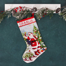 Load image into Gallery viewer, Half Stitch Tapestry Kit Stocking Father Christmas can be personalised with any name up to 11 characters