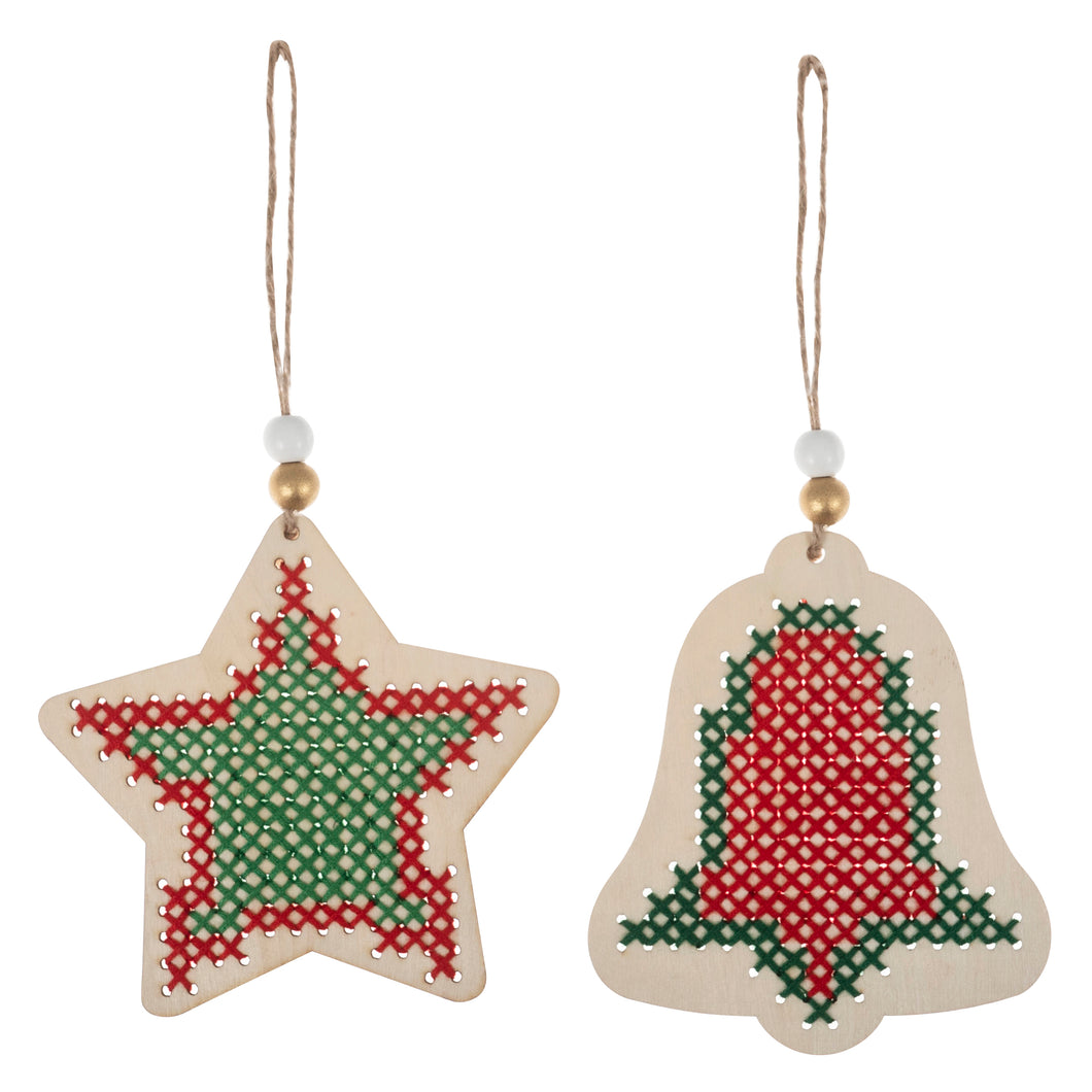 Cross Stitch: Pre-punched Wooden Shape: Bell & Star