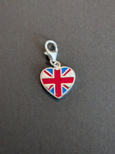 Load image into Gallery viewer, Sterling silver stamped 925 clip on charm heart Union Jack