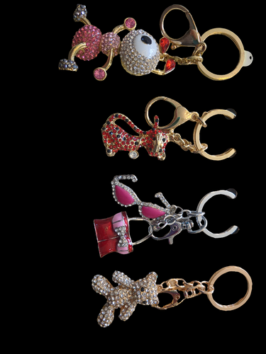 Clearance sale lot 1 collection of 4 rhinestone keyrings. Reduced price from £19.96 to £5