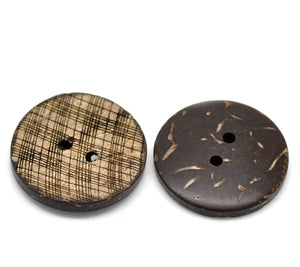 Brown Coconut Shell 2 Holes Sewing Buttons   - 23mm - Pack of Ten(10) - DNC-020