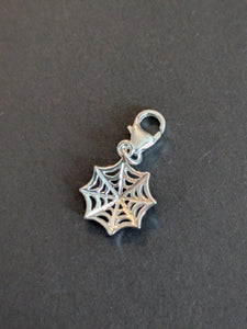 Sterling silver stamped 925 clip on charm Spiders Web