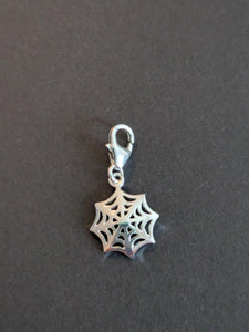 Sterling silver stamped 925 clip on charm Spiders Web