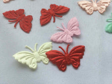 Load image into Gallery viewer, Pack of 25 mixed colours fabric butterfly embellishments, 4cm