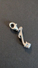 Load image into Gallery viewer, Sterling silver stamped 925 clip on charm musical note with cubic Zirconia stone.