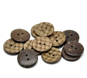 Brown Coconut Shell 2 Holes Sewing Buttons   - 23mm - Pack of Ten(10) - DNC-020