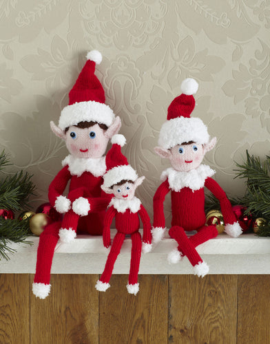 Knitting pattern 2475 A Fun and Festive Family of Elves to bring Joy to any Household at Christmas.