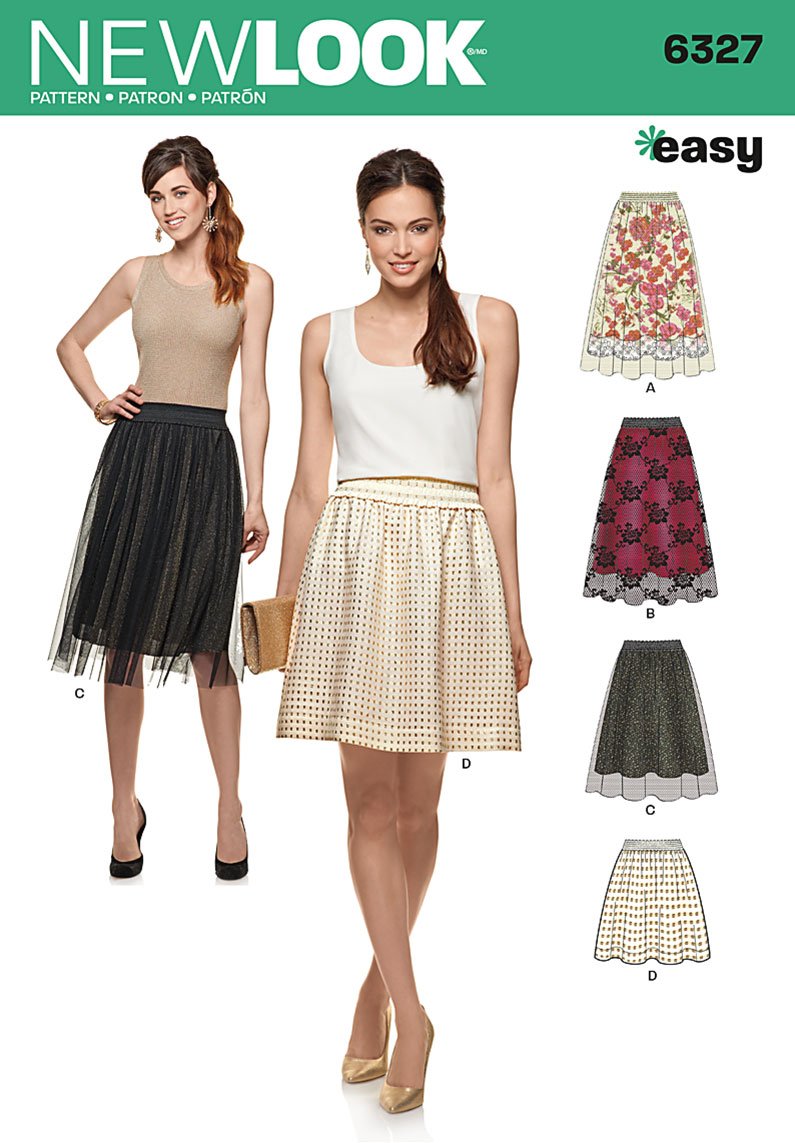 Newlook 6327 Sewing pattern skirt with elasticated waist Easy