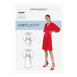 Simplicity Sewing Pattern S9098 Misses' Dress & Top With Tie Belt