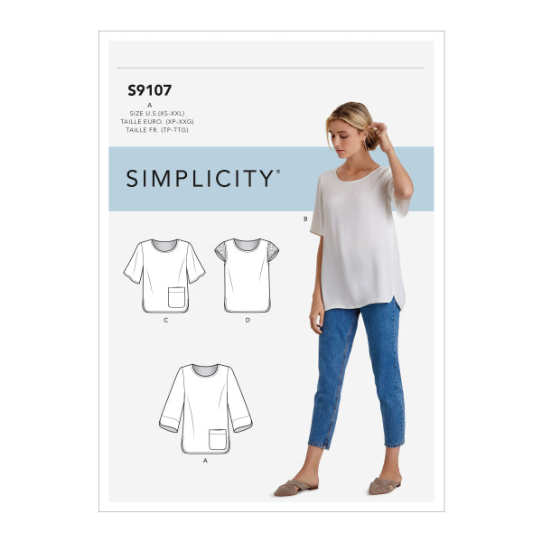 Simplicity Sewing Pattern S9107 Misses' Tops XS - XL