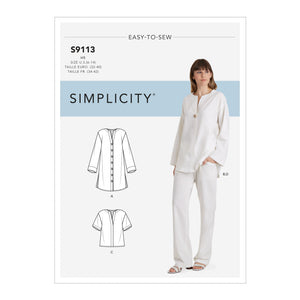 Simplicity Sewing Pattern S9113 Misses' Tunic, Top & Pull On Trousers