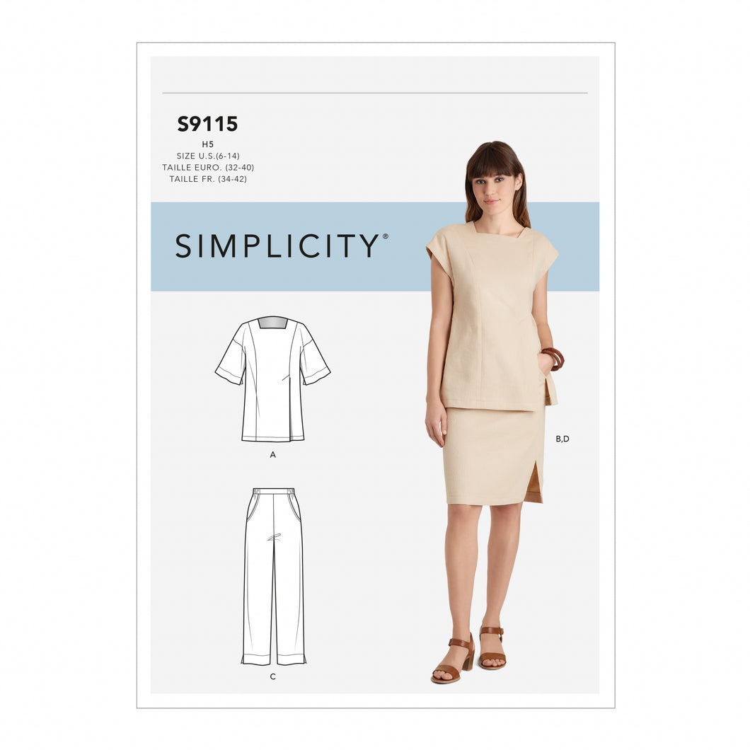 Simplicity Sewing Pattern S9115 Misses' Skirts, Trousers & Tops