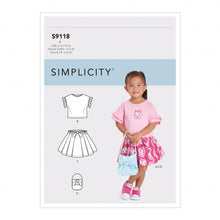 Load image into Gallery viewer, Simplicity Sewing Pattern S9118 Toddlers&#39; Tops, Skirts &amp; Bag