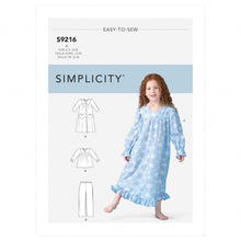 Load image into Gallery viewer, Simplicity Sewing Pattern S9216 Children&#39;s Robe, Gowns, Top and Trousers